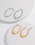 18K Simple oval earrings