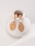 18K Carved pearl earrings