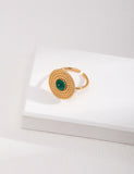 18K Green chalcedony ring