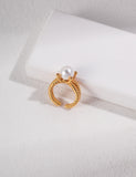 18K Simple pearl ring